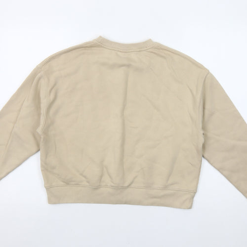 Pull & Bear Womens Beige Cotton Blend Crew Neck Sweatshirt Size M