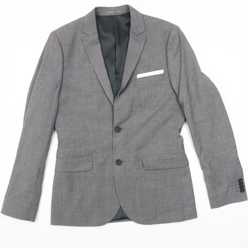 H&M Men's Grey Slim Fit Suit Jacket 36R Classic Two Button