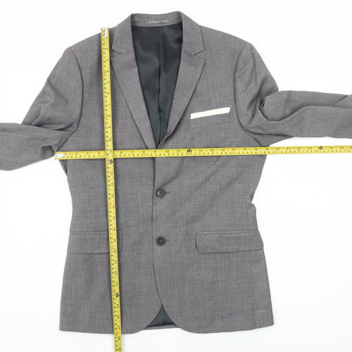 H&M Men's Grey Slim Fit Suit Jacket 36R Classic Two Button