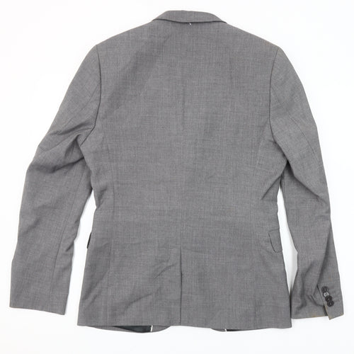 H&M Men's Grey Slim Fit Suit Jacket 36R Classic Two Button