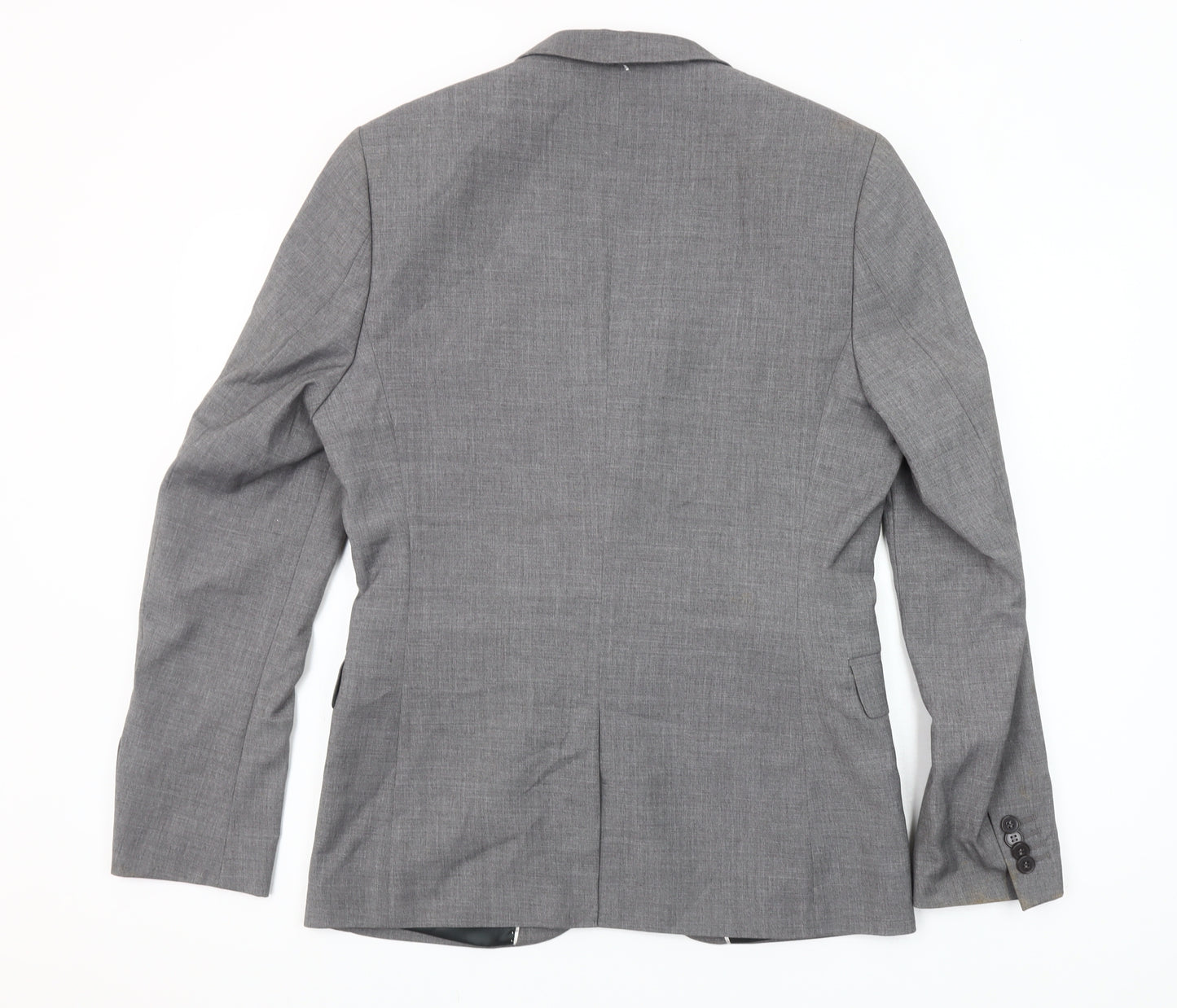 H&M Men's Grey Slim Fit Suit Jacket 36R Classic Two Button