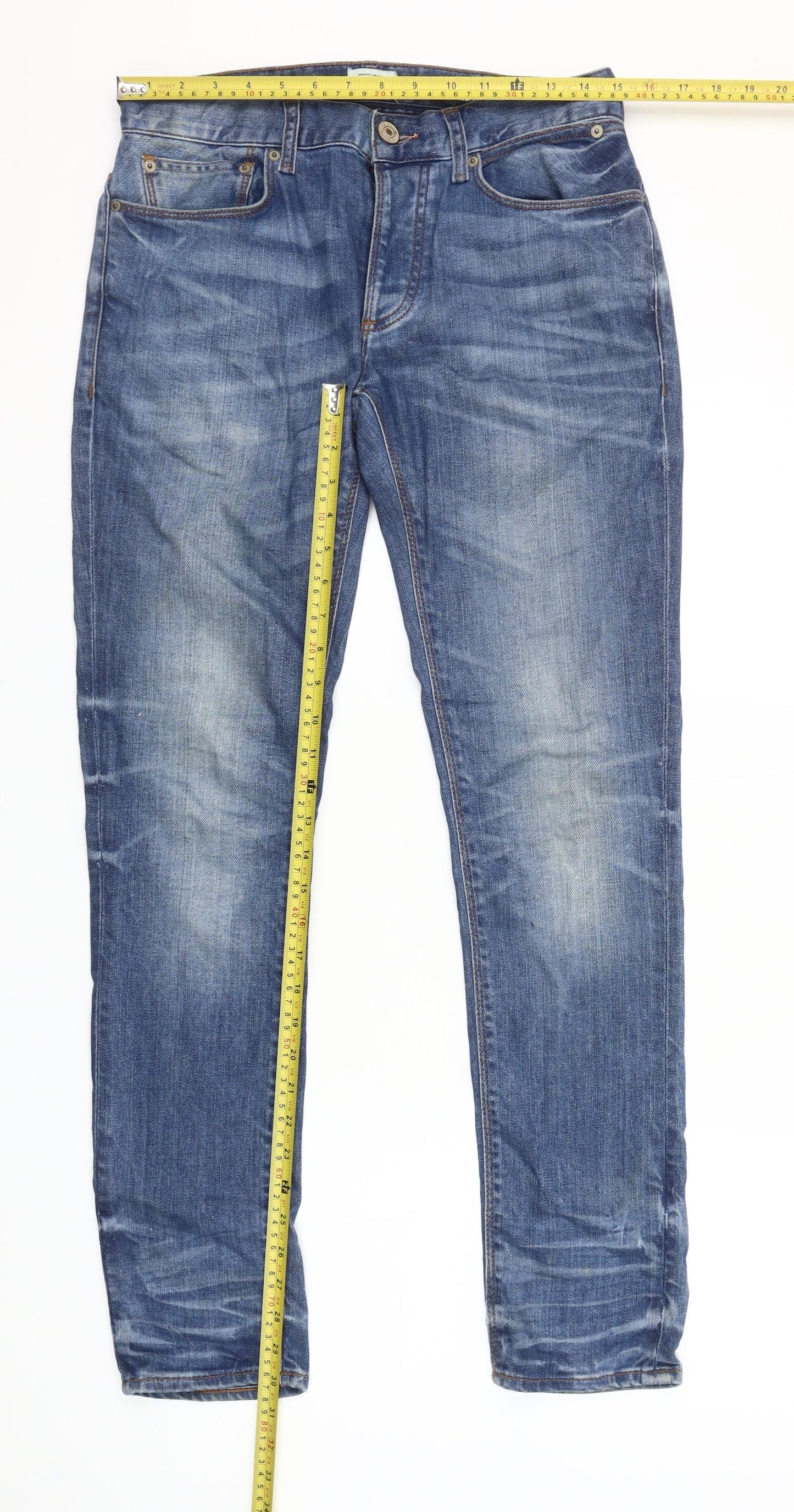 River Island Men's Blue Skinny Jeans Size 28W 32L Denim Stretch