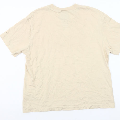 Nike Women Beige Small Basic Cotton Short Sleeve T-Shirt