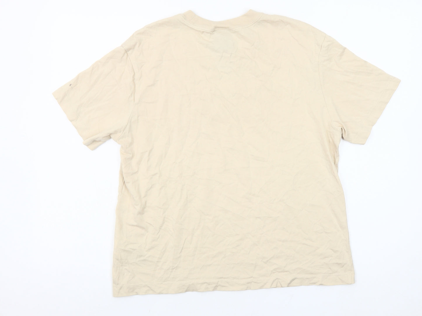 Nike Women Beige Small Basic Cotton Short Sleeve T-Shirt