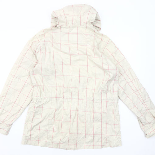 Paco Collection Women Beige Checked Hooded Mid-Length Jacket M