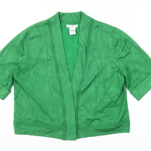 Isela Women Green M Open Cardigan 3/4 Sleeve Rayon Blend