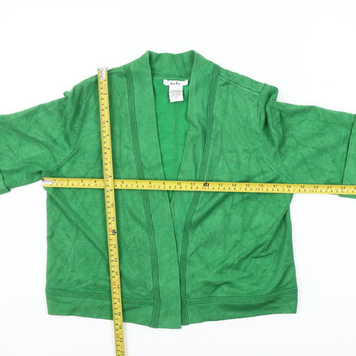 Isela Women Green M Open Cardigan 3/4 Sleeve Rayon Blend
