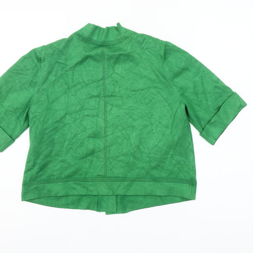 Isela Women Green M Open Cardigan 3/4 Sleeve Rayon Blend