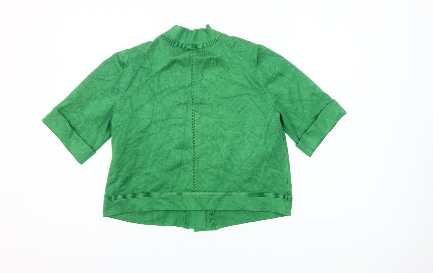 Isela Women Green M Open Cardigan 3/4 Sleeve Rayon Blend