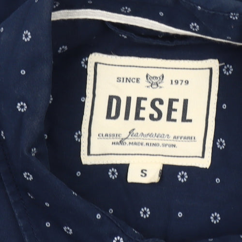 Diesel Men's Blue Short Sleeve Cotton Button-Up Casual Shirt S