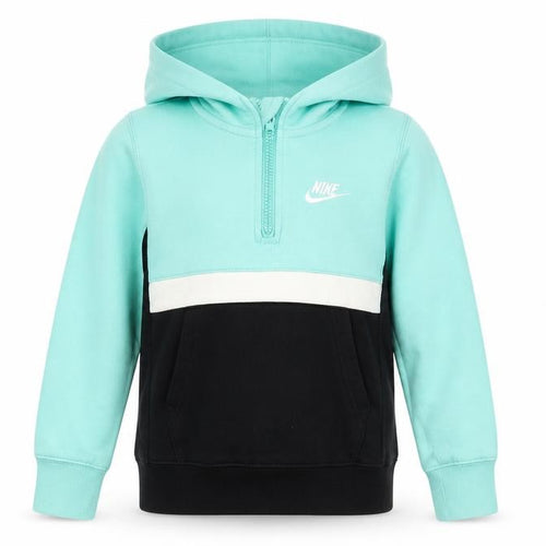 Nike Girls Blue Colourblock 1/4 Zip Hoodie XS 7-8 Years