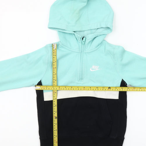 Nike Girls Blue Colourblock 1/4 Zip Hoodie XS 7-8 Years
