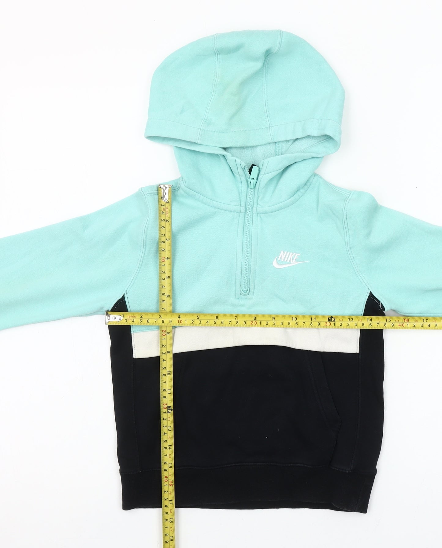 Nike Girls Blue Colourblock 1/4 Zip Hoodie XS 7-8 Years