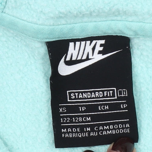 Nike Girls Blue Colourblock 1/4 Zip Hoodie XS 7-8 Years