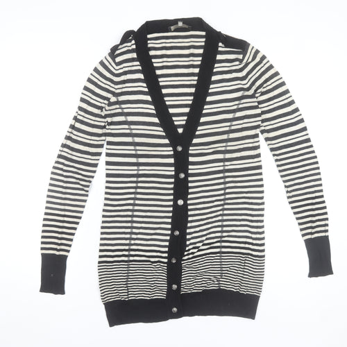 MaxMara Weekend Women’s Black Stripe V-Neck Long Sleeve Cardigan M