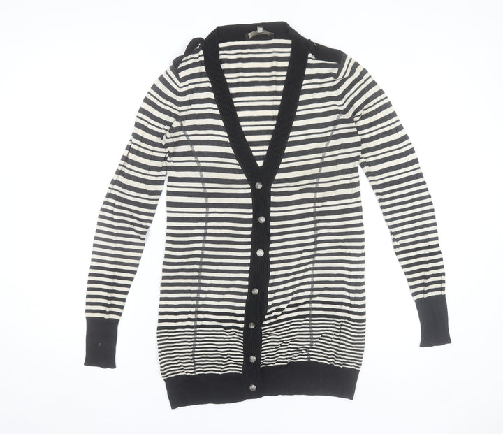 MaxMara Weekend Women’s Black Stripe V-Neck Long Sleeve Cardigan M