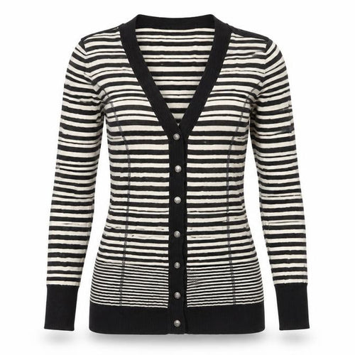 MaxMara Weekend Women’s Black Stripe V-Neck Long Sleeve Cardigan M