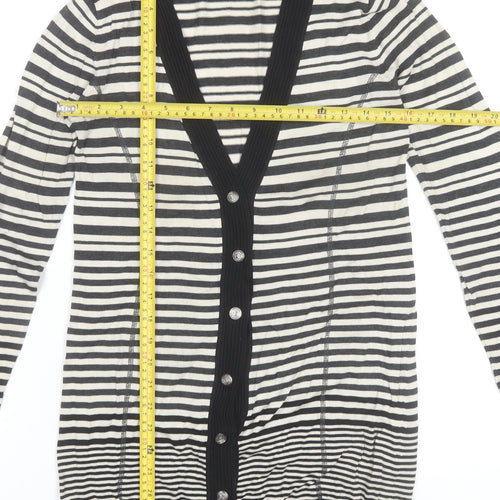 MaxMara Weekend Women’s Black Stripe V-Neck Long Sleeve Cardigan M