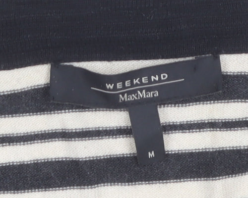 MaxMara Weekend Women’s Black Stripe V-Neck Long Sleeve Cardigan M