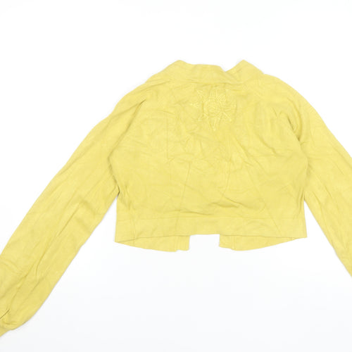 Anna Scott Women Yellow Embroidered Lightweight Cardigan Size 12