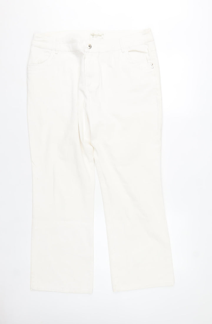 Paco Spirit Womens White Straight Leg Stretch Jeans XL