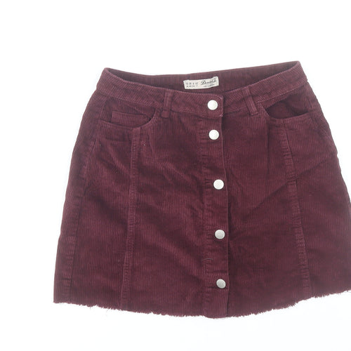 Denim & Co Women's Brown Corduroy A-Line Button Skirt Size 10