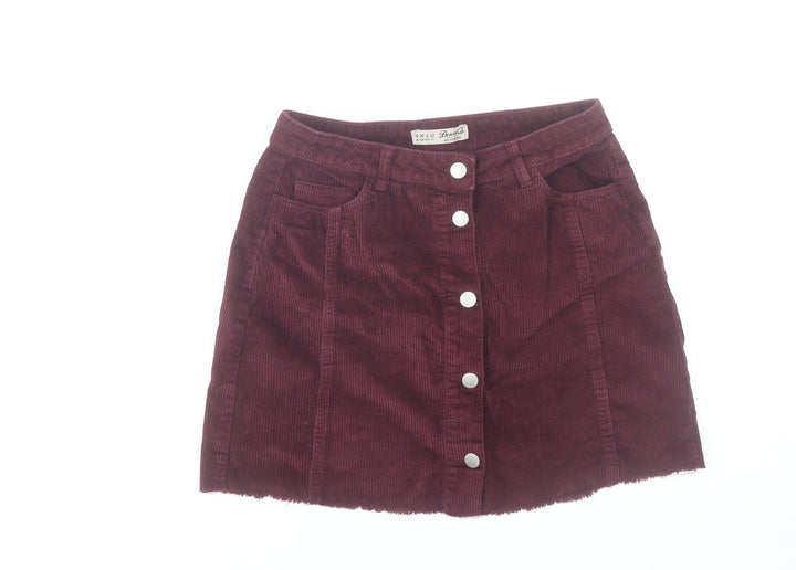 Denim & Co Women's Brown Corduroy A-Line Button Skirt Size 10