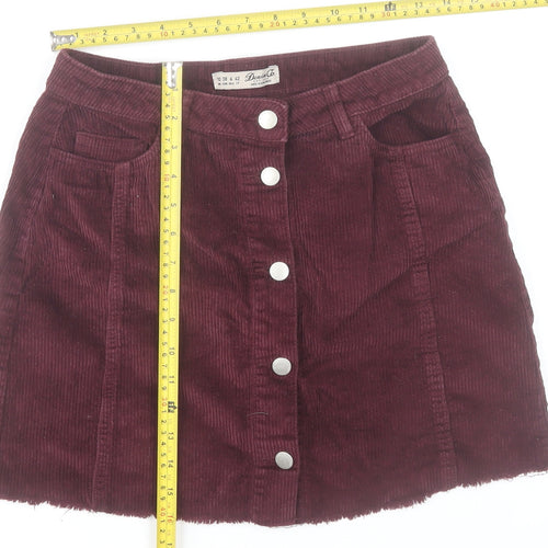 Denim & Co Women's Brown Corduroy A-Line Button Skirt Size 10