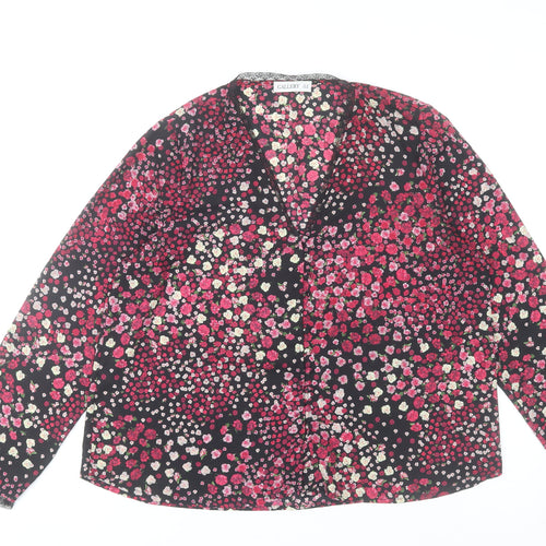 Gallery Women’s Multicoloured Floral Long Sleeve V-Neck Blouse Size 14