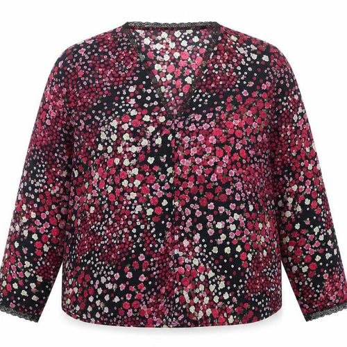 Gallery Women’s Multicoloured Floral Long Sleeve V-Neck Blouse Size 14