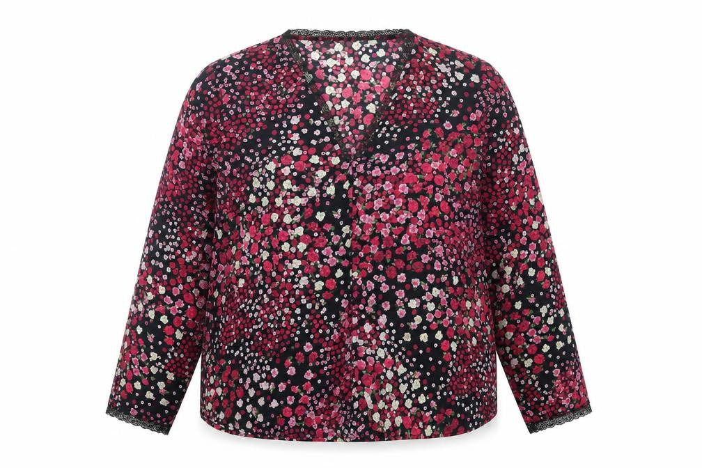 Gallery Women’s Multicoloured Floral Long Sleeve V-Neck Blouse Size 14