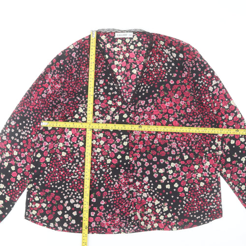Gallery Women’s Multicoloured Floral Long Sleeve V-Neck Blouse Size 14