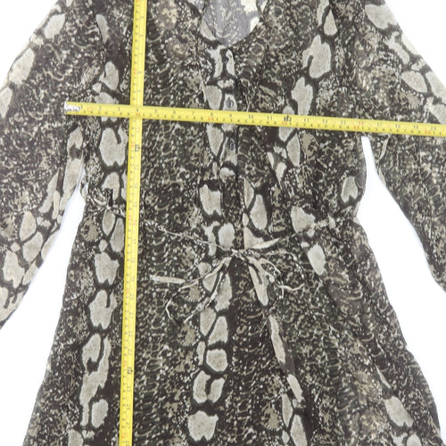 ONLY Women's Brown Snake Print Shirt Dress Size M Long Sleeve