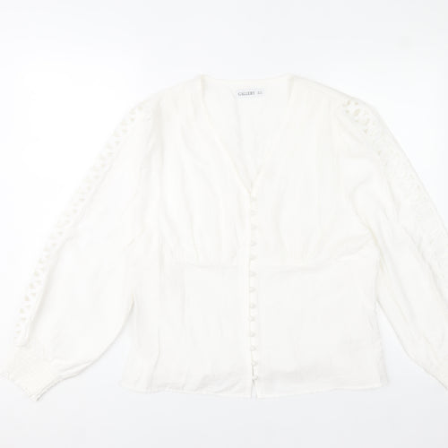 Gallery Women’s White Viscose Tunic Blouse Size 18 Long Sleeve
