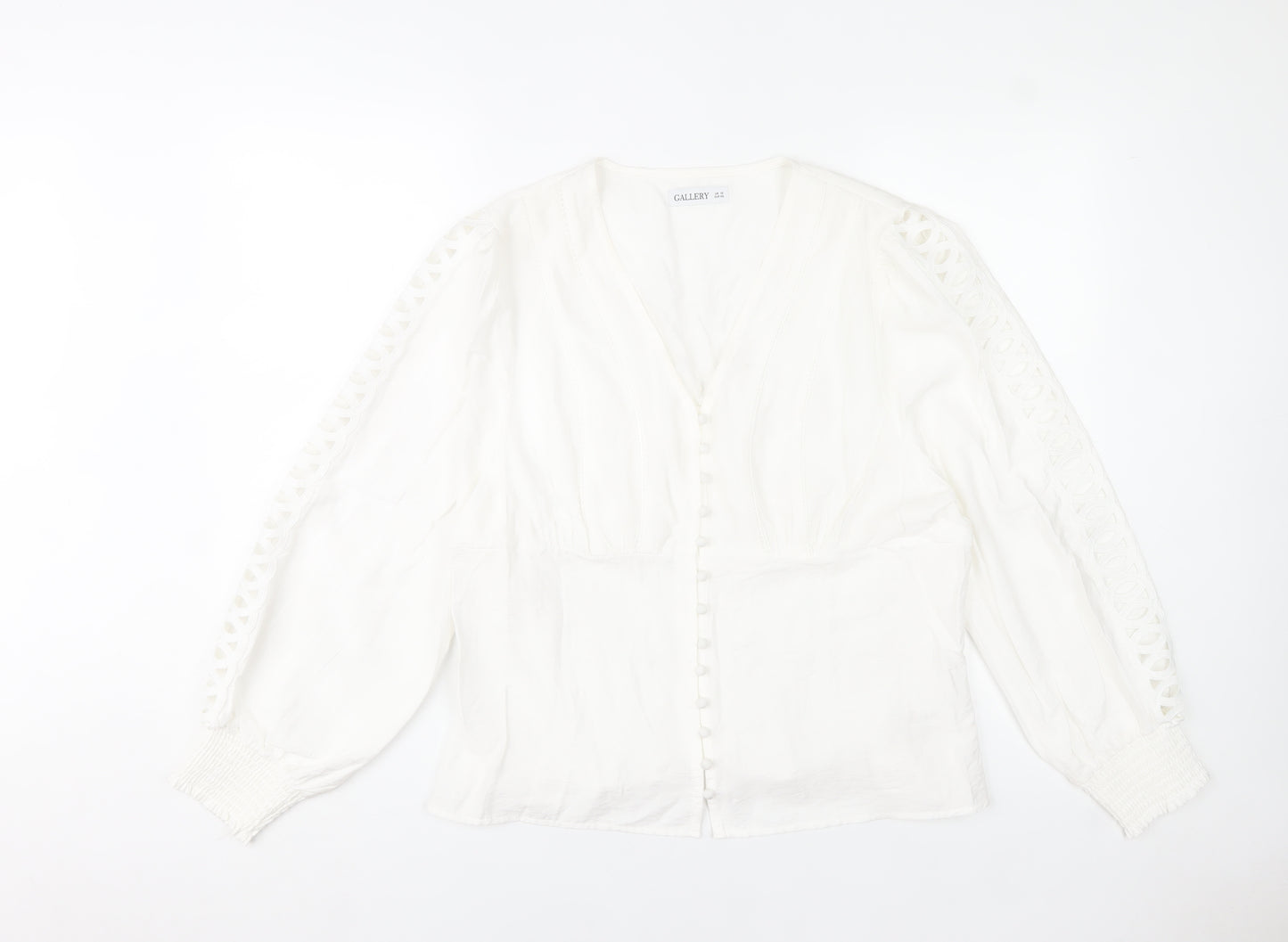 Gallery Women’s White Viscose Tunic Blouse Size 18 Long Sleeve