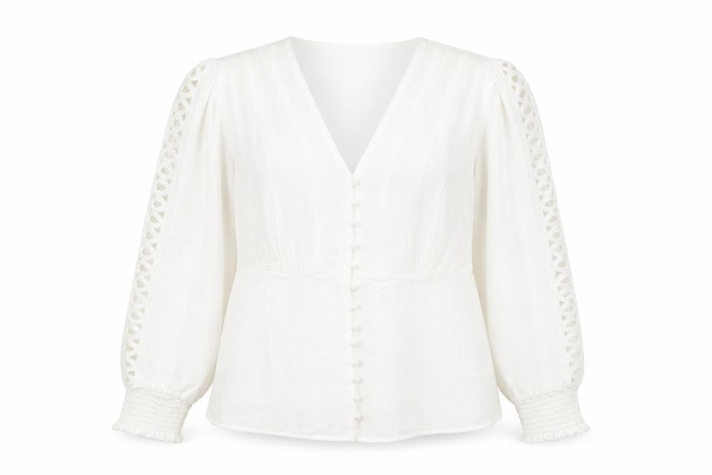 Gallery Women’s White Viscose Tunic Blouse Size 18 Long Sleeve