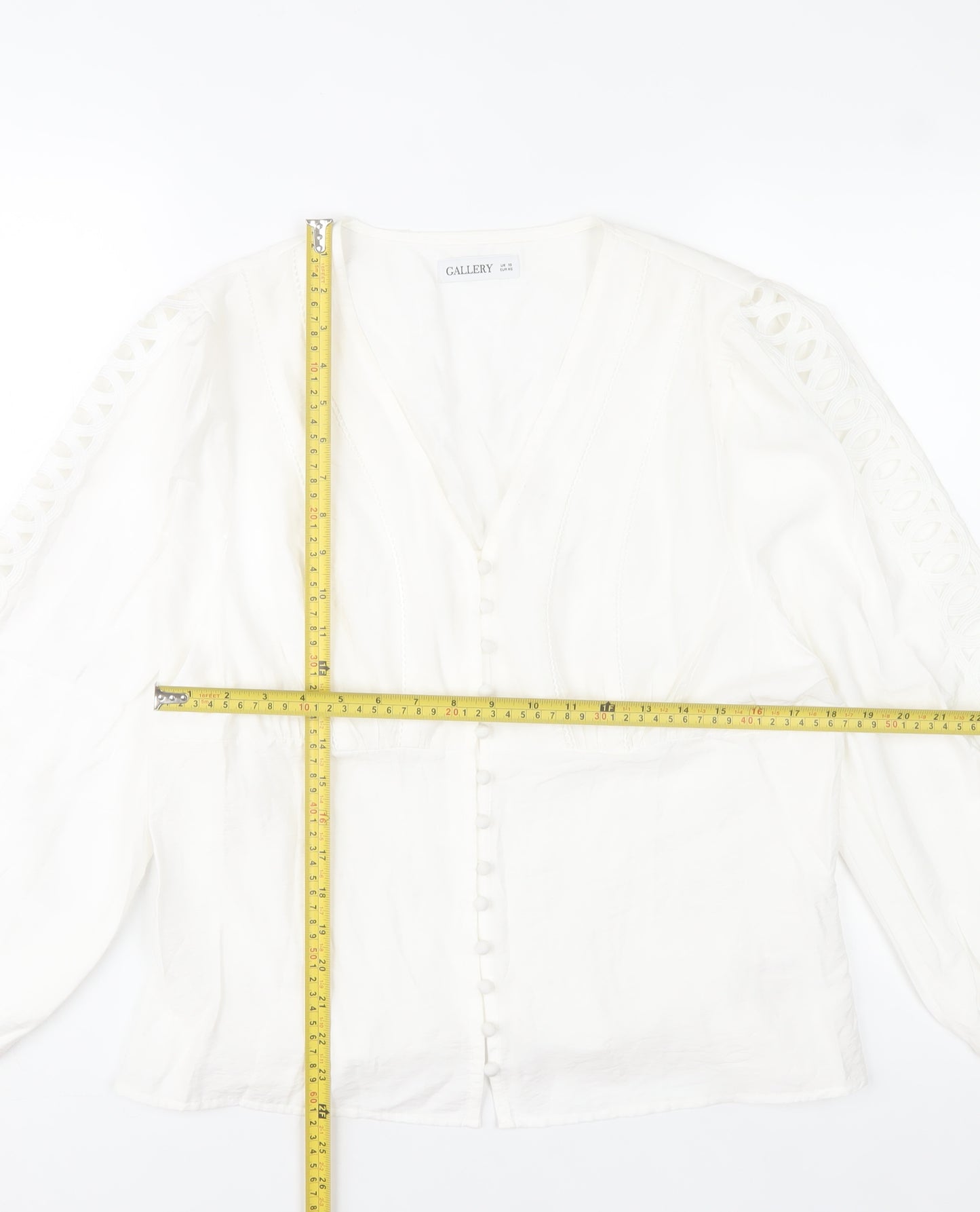 Gallery Women’s White Viscose Tunic Blouse Size 18 Long Sleeve