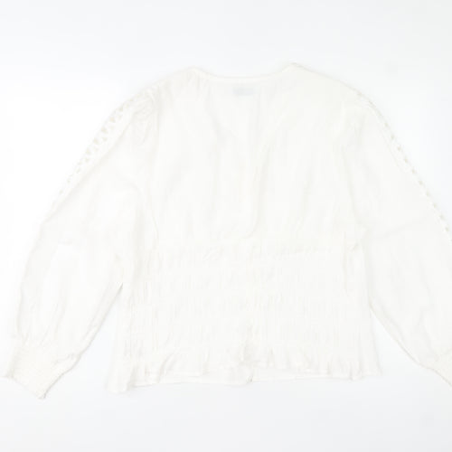 Gallery Women’s White Viscose Tunic Blouse Size 18 Long Sleeve