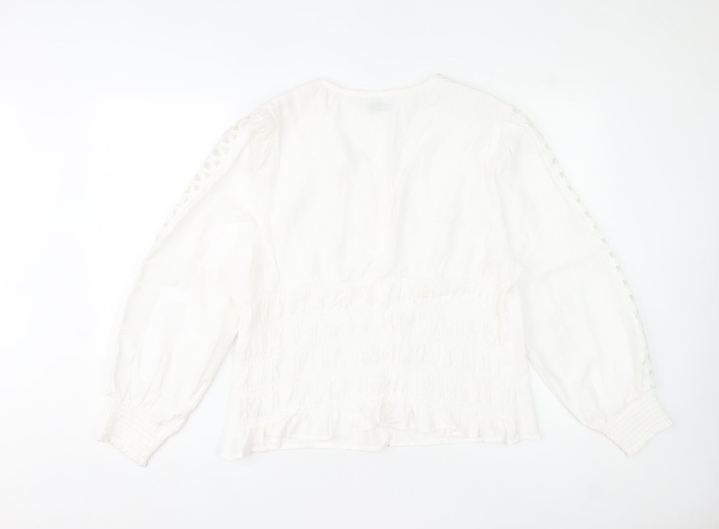 Gallery Women’s White Viscose Tunic Blouse Size 18 Long Sleeve