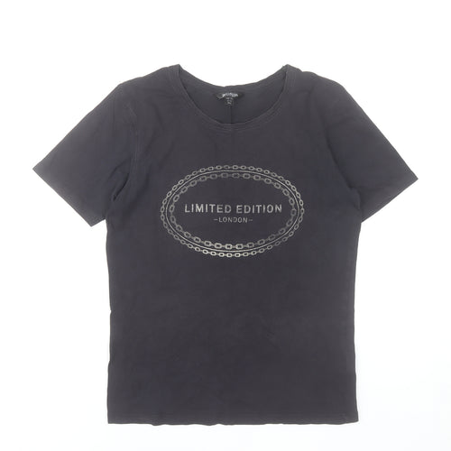 Golddigga Womens Black Cotton Limited Edition London T-Shirt UK 10