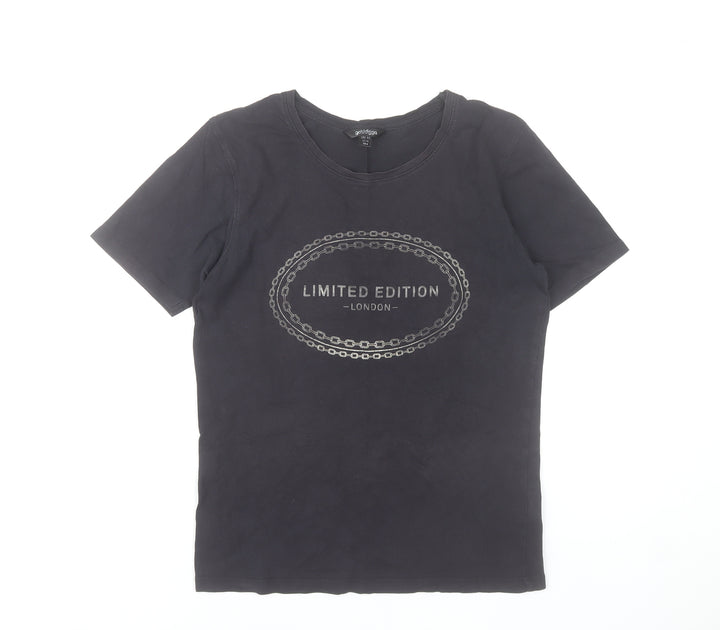 Golddigga Womens Black Cotton Limited Edition London T-Shirt UK 10