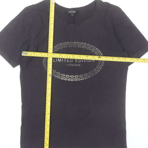 Golddigga Womens Black Cotton Limited Edition London T-Shirt UK 10