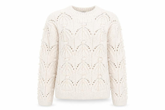 Front view of River Island girls’ ivory knit jumper 11-12 years acrylic blend winter pullover