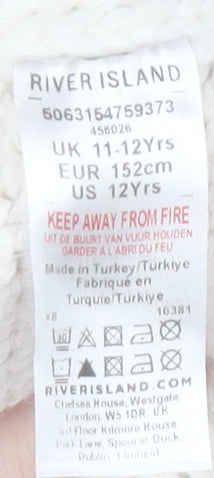 River Island Girls Ivory Knit Jumper 11-12 Years Acrylic Blend Winter Pullover