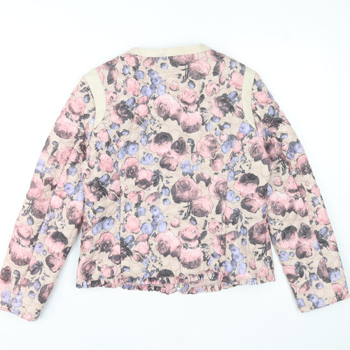 Softy Womens Multicoloured Floral Quilted Jacket XL Zip Pockets Casual