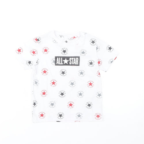 Converse Boys White All Star Logo T-Shirt 3-4 Years Cotton Short Sleeve