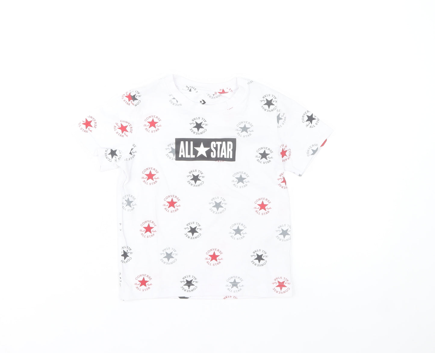 Converse Boys White All Star Logo T-Shirt 3-4 Years Cotton Short Sleeve