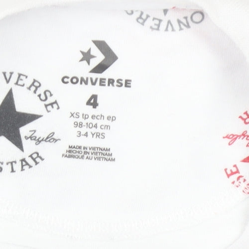 Converse Boys White All Star Logo T-Shirt 3-4 Years Cotton Short Sleeve