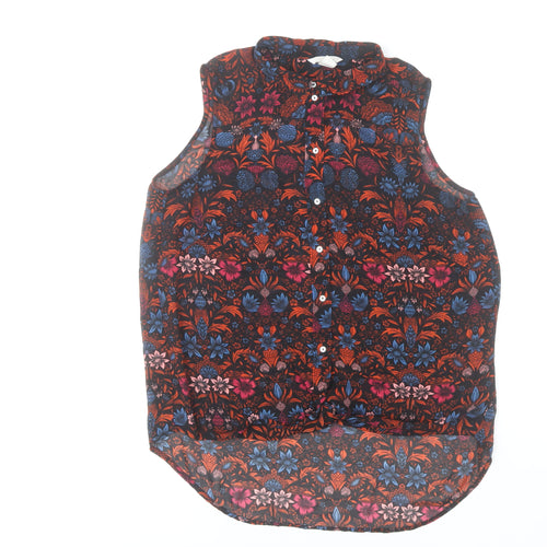H&M Womens Multicoloured Floral Sleeveless Collared Blouse Size 12