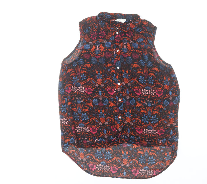 H&M Womens Multicoloured Floral Sleeveless Collared Blouse Size 12
